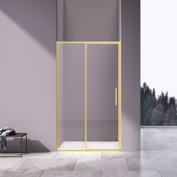 Душевая дверь Vincea Slim 120 см VDP-4SL120CLG (стекло 8 мм) золото/прозрачное фото 