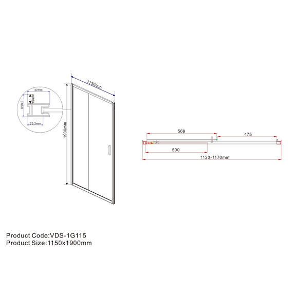 Душевая дверь Vincea Garda 115 см VDS-1G115CLG, золото/прозрачное фото 5