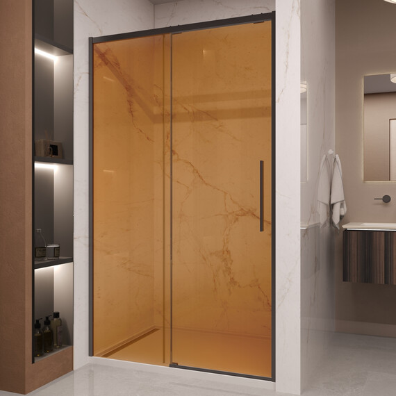 Душевая дверь Vincea Stella 120 см VDS-1ST120GSB (стекло 8 мм) чёрный/янтарь фото 