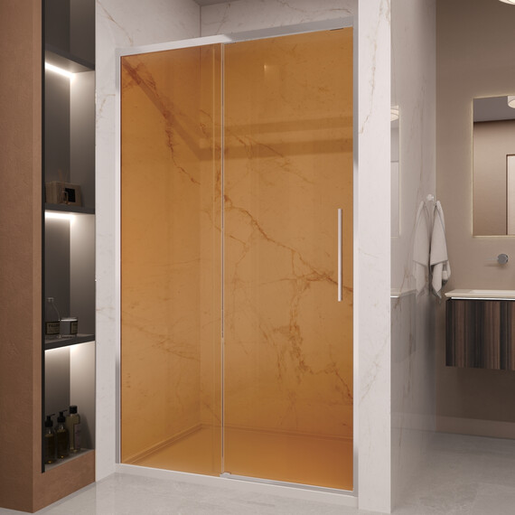 Душевая дверь Vincea Stella 120 см VDS-1ST120GS (стекло 8 мм) хром/янтарь фото 