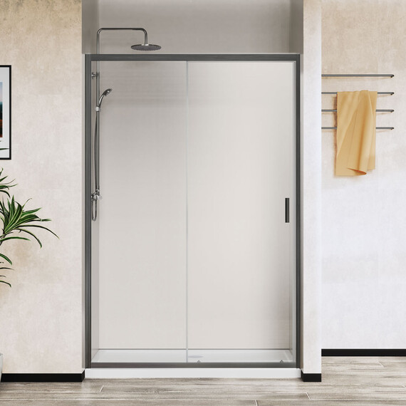 Душевая дверь Vincea City 140 см VDS-5CT140CLGM, вороненая сталь/прозрачное фото 