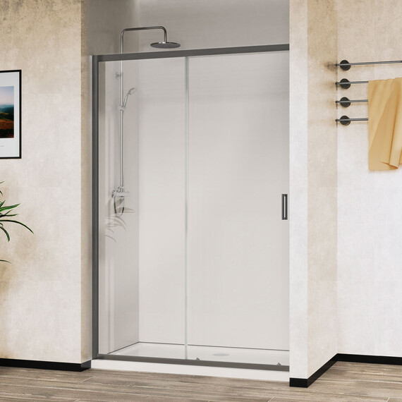 Душевая дверь Vincea City 150 см VDS-5CT150CLGM, вороненая сталь/прозрачное фото 3