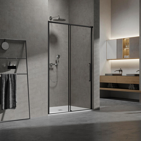 Душевая дверь Vincea Slim 130 см VDS-6SL130CLB (стекло 8 мм) чёрный/прозрачное фото 