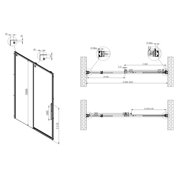 Душевая дверь Vincea Ultima 100 см VDS-7UL100CL (стекло 8 мм) хром/прозрачное фото 6