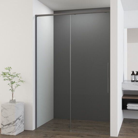 Душевая дверь Vincea Ultima 140 см VDS-7UL140CLGM (стекло 8 мм) вороненая сталь/прозрачное фото 