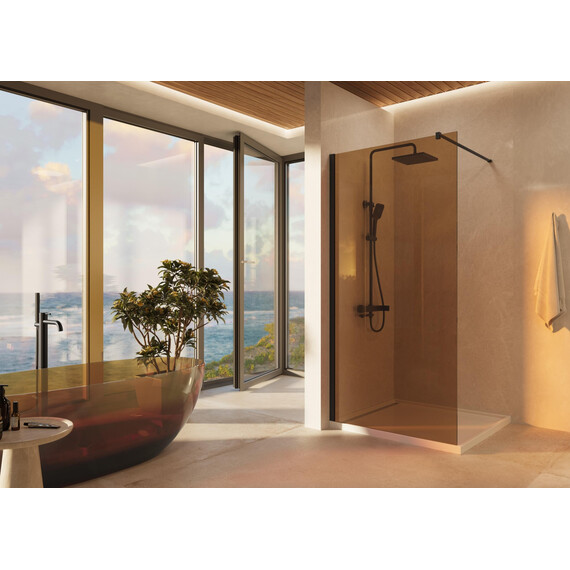 Душевая перегородка Vincea Walk-In 100 см VSW-1H100GSB (стекло 8 мм) чёрный/янтарь фото 2