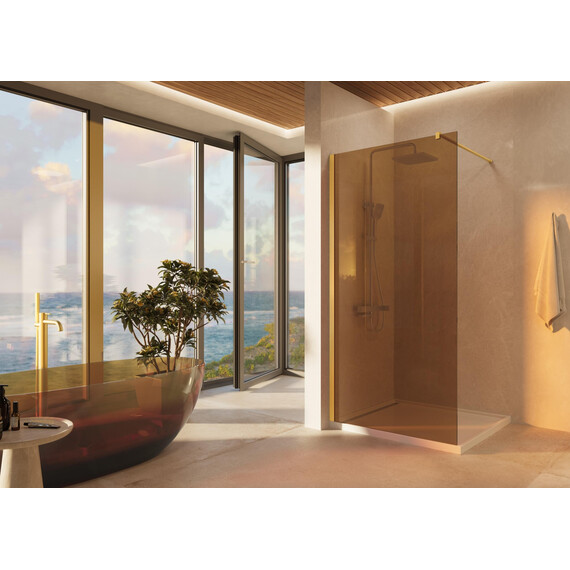 Душевая перегородка Vincea Walk-In 100 см VSW-1H100GSG (стекло 8 мм) золото/янтарь фото 2