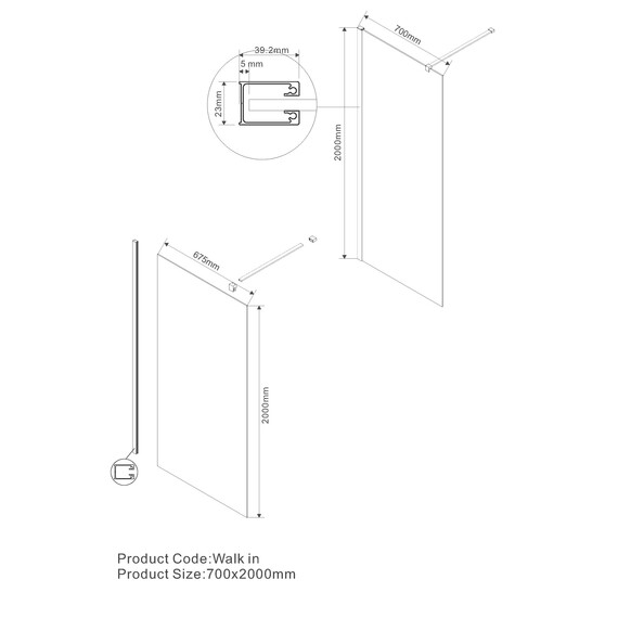 Душевая перегородка Vincea Walk-In 70 см VSW-1H700CLBN (стекло 8 мм) никель/прозрачное фото 3