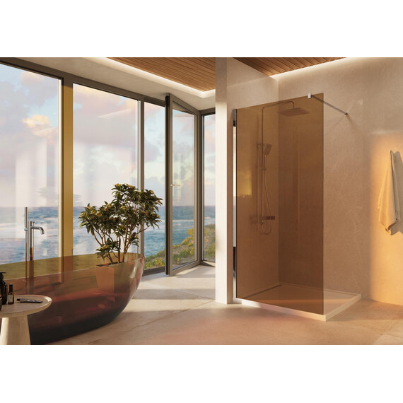 Душевая перегородка Vincea Walk-In 90 см VSW-1H900GS (стекло 8 мм) хром/янтарь фото 2