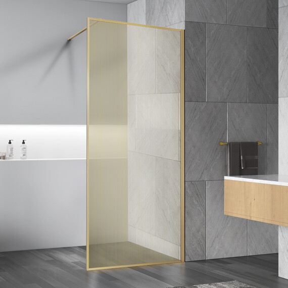 Душевая перегородка Vincea Walk-In 100 см VSW-1HP100GWBG (стекло 8 мм) золото/ламинированное с золотыми нитями фото 3