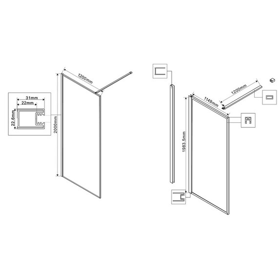 Душевая перегородка Vincea Walk-In 120 см VSW-1HP120GWBG (стекло 8 мм) золото/ламинированное с золотыми нитями фото 4