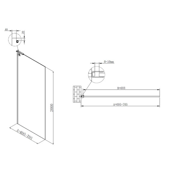Душевая перегородка Vincea Walk-In 70 см VSW-7HA700CL (стекло 8 мм) хром/прозрачное фото 4
