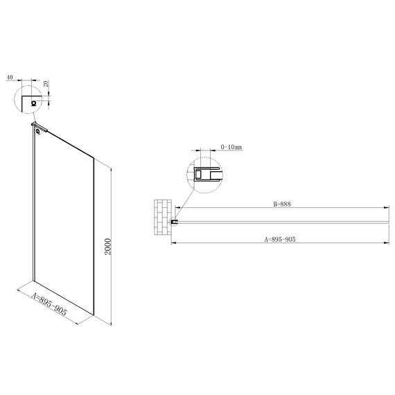 Душевая перегородка Vincea Walk-In 90 см VSW-7HA900CLB (стекло 8 мм) чёрный/прозрачное фото 4