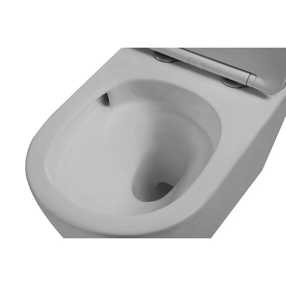 Унитаз подвесной безободковый Vincea Globo VT1-14TMG с ультратонкой крышкой микролифт (Система смыва торнадо) серый матовый фото 5