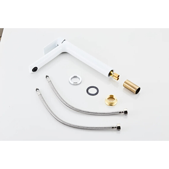 Смеситель для раковины высокий Haiba HB11505-8, белый/хром фото 4