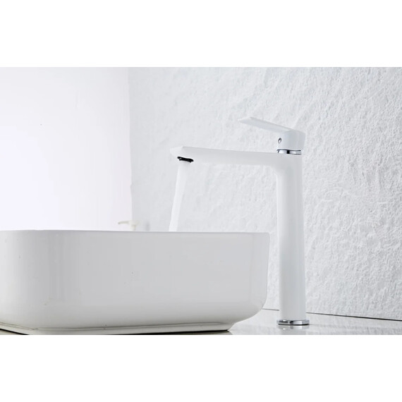 Смеситель для раковины высокий Haiba HB11505-8, белый/хром фото 15