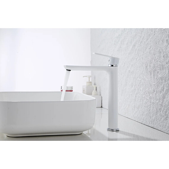 Смеситель для раковины высокий Haiba HB11505-8, белый/хром фото 14