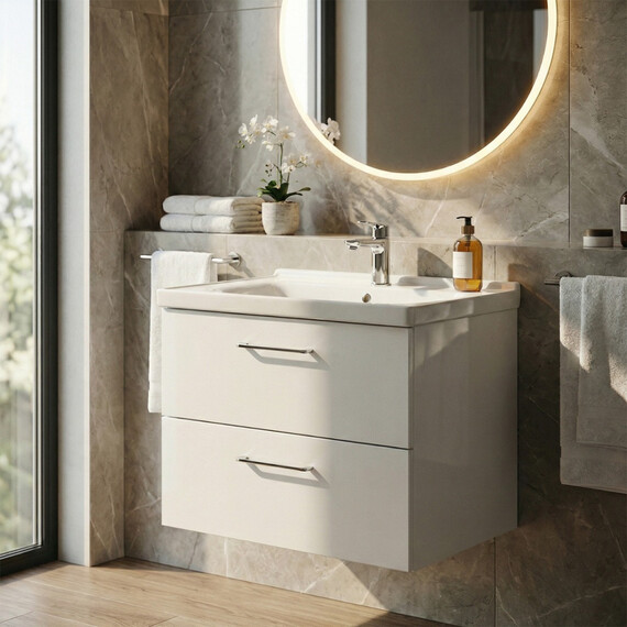 Тумба подвесная с раковиной Azario Ника 60 см CS00106461 (раковина Monte Neo 60) белый глянцевый фото 9