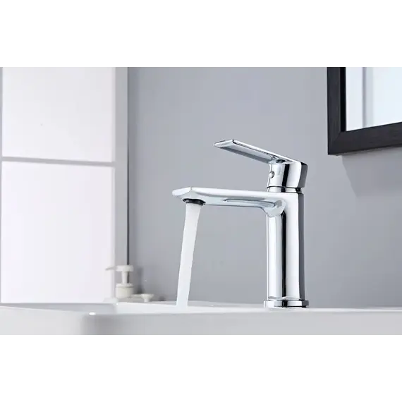 Душевой комплект Haiba: Душевая стойка HB24505 + смеситель для раковины HB10505, цвет хром фото 7