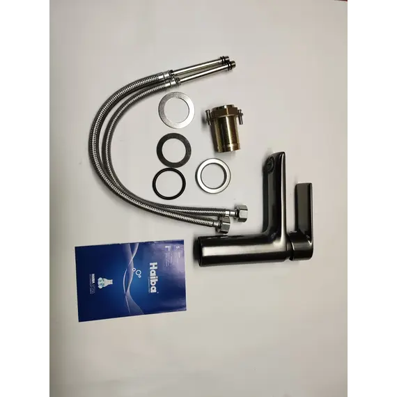 Душевой комплект Haiba: Душевая стойка HB24505-3 + смеситель для раковины HB10505-3, цвет графит фото 22