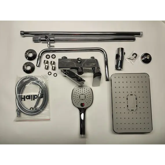 Душевой комплект Haiba: Душевая стойка HB24505 + смеситель для раковины HB10505, цвет хром фото 25