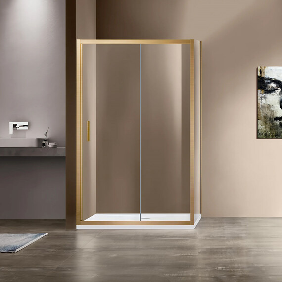 Душевое ограждение Vincea Garda 140x100 см VSR-1G1014CLG, золото/прозрачное фото 