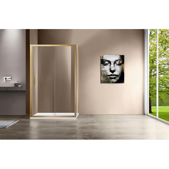 Душевое ограждение Vincea Garda 140x80 см VSR-1G8014CLG, золото/прозрачное фото 2