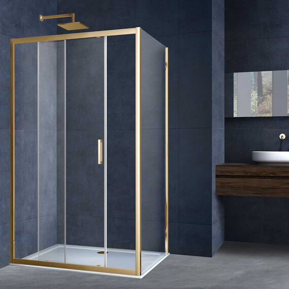 Душевое ограждение Vincea Alpha 110x80 см VSR-3AL8011CLG, золото/прозрачное фото 