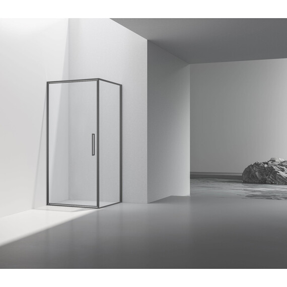 Душевое ограждение Vincea Slim 90x90 см VSR-4SLP9090CLGM (стекло 8 мм) вороненая сталь/прозрачное фото 2