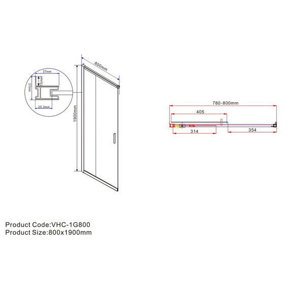 Душевое ограждение Vincea Garda 90x80 см VSS-1G8090CLBN, никель/прозрачное фото 5