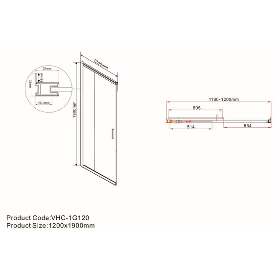 Душевое ограждение Vincea Garda 120x90 см VSS-1G9012CLBN, никель/прозрачное фото 6