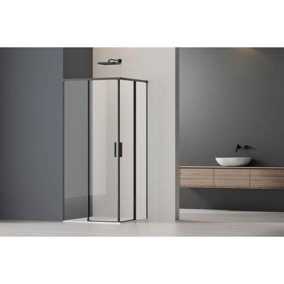 Душевое ограждение Vincea Soft 2 90x90 см VSS-3SO2900CLB, чёрный/прозрачное фото 