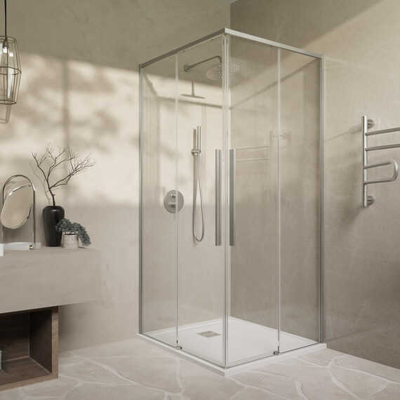 Душевое ограждение Vincea Slim-N 100x90 см VSS-4SN9010CLBN, никель/прозрачное фото 