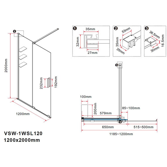 Душевая перегородка Vincea Walk-In 120 см VSW-1WSL120GSB (стекло 8 мм) чёрный/янтарь фото 8