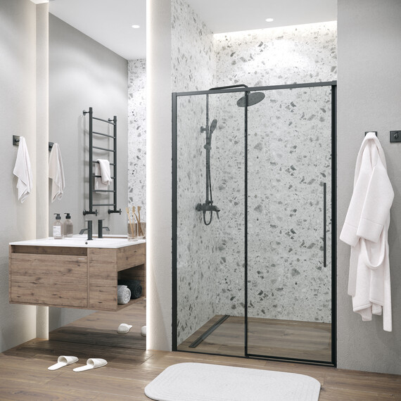 Душевая дверь Grossman  Galaxy 130 см 100.K33.01.130.21.00, чёрный/прозрачное фото 3