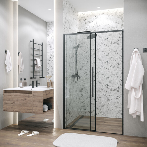 Душевая дверь Grossman  Galaxy 130 см 100.K33.01.130.21.00, чёрный/прозрачное фото 6