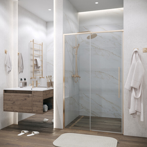 Душевая дверь Grossman  Galaxy 100 см 100.K33.01.100.32.00, золото/прозрачное фото 3