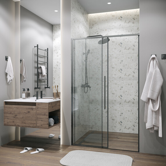 Душевая дверь Grossman  Galaxy 110 см 100.K33.01.110.42.00, оружейная сталь/прозрачное фото 6