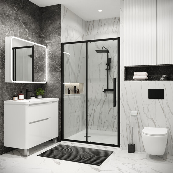 Душевая дверь Grossman  Cosmo 130 см 100.K33.02.130.21.00, чёрный/прозрачное фото 3