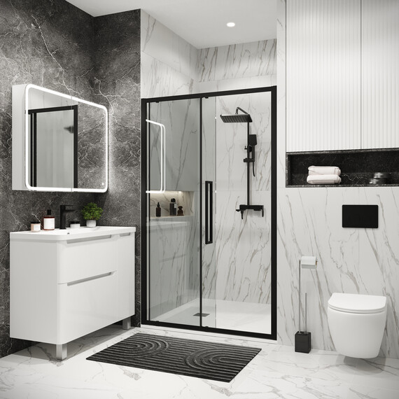 Душевая дверь Grossman  Cosmo 140 см 100.K33.02.140.21.00, чёрный/прозрачное фото 6