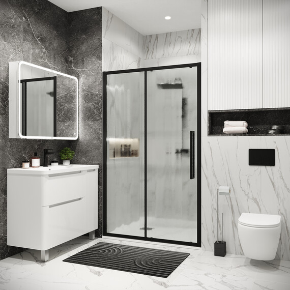 Душевая дверь Grossman  Cosmo 120 см 100.K33.02.120.21.02, чёрный/шиншилла фото 3