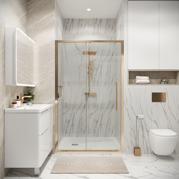 Душевая дверь Grossman  Cosmo 110 см 100.K33.02.110.32.00, золото/прозрачное фото 4