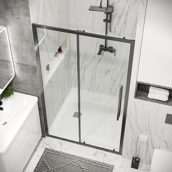 Душевая дверь Grossman  Cosmo 130 см 100.K33.02.130.42.00, оружейная сталь/прозрачное фото 5