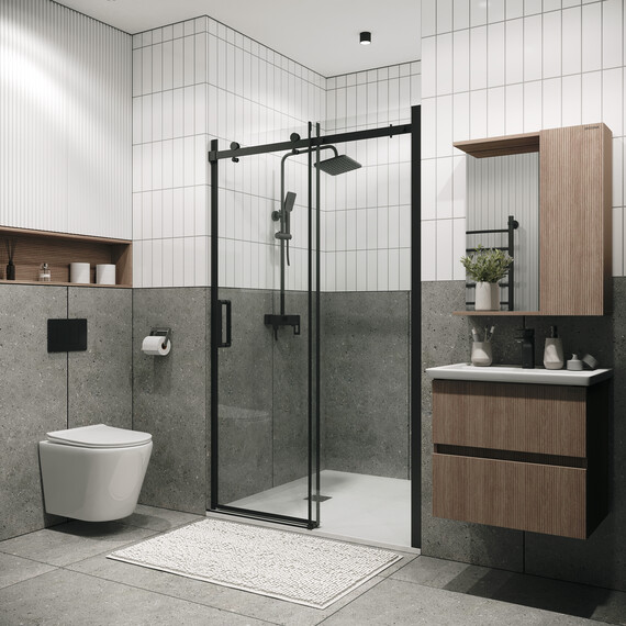 Душевая дверь Grossman  Classic 100 см 100.K33.04.100.21.00 (стекло 8 мм) чёрный/прозрачное фото 3