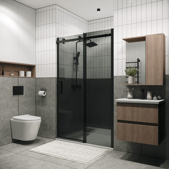 Душевая дверь Grossman  Classic 160 см 100.K33.04.160.21.10 (стекло 8 мм) чёрный/тонированное фото 3