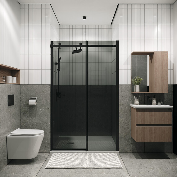 Душевая дверь Grossman  Classic 160 см 100.K33.04.160.21.10 (стекло 8 мм) чёрный/тонированное фото 4