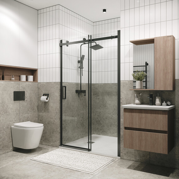 Душевая дверь Grossman  Classic 110 см 100.K33.04.110.42.00 (стекло 8 мм) оружейная сталь/прозрачное фото 4