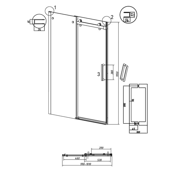 Душевая дверь Grossman  Classic 100 см 100.K33.04.100.10.00 (стекло 8 мм) хром/прозрачное фото 11