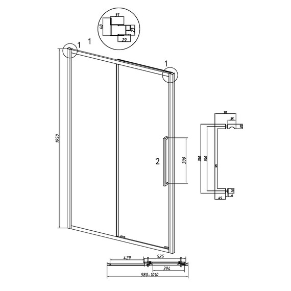 Душевая дверь Grossman  Cosmo 100 см 100.K33.02.100.32.00, золото/прозрачное фото 11