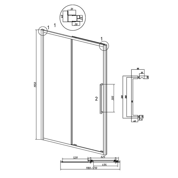 Душевая дверь Grossman  Cosmo 120 см 100.K33.02.120.21.00, чёрный/прозрачное фото 11